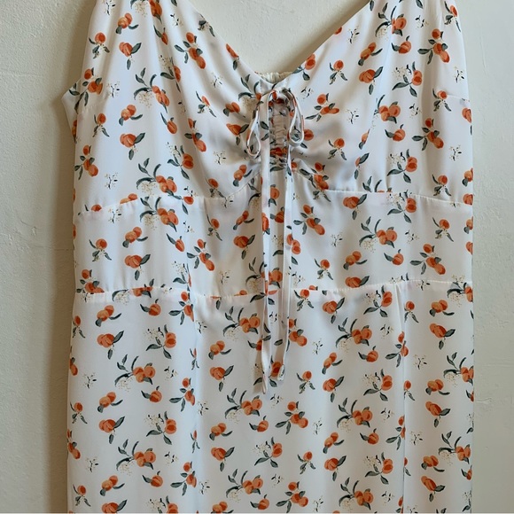 Abercrombie & Fitch Cinch Front Midi Dress Side Slit Peaches Medium Summer Dress - Picture 8 of 16